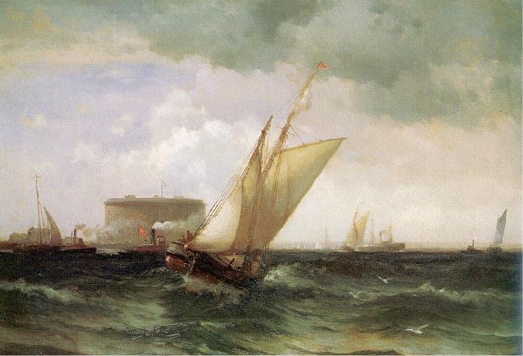 Moran, Edward Shipping in New York Harbor France oil painting art